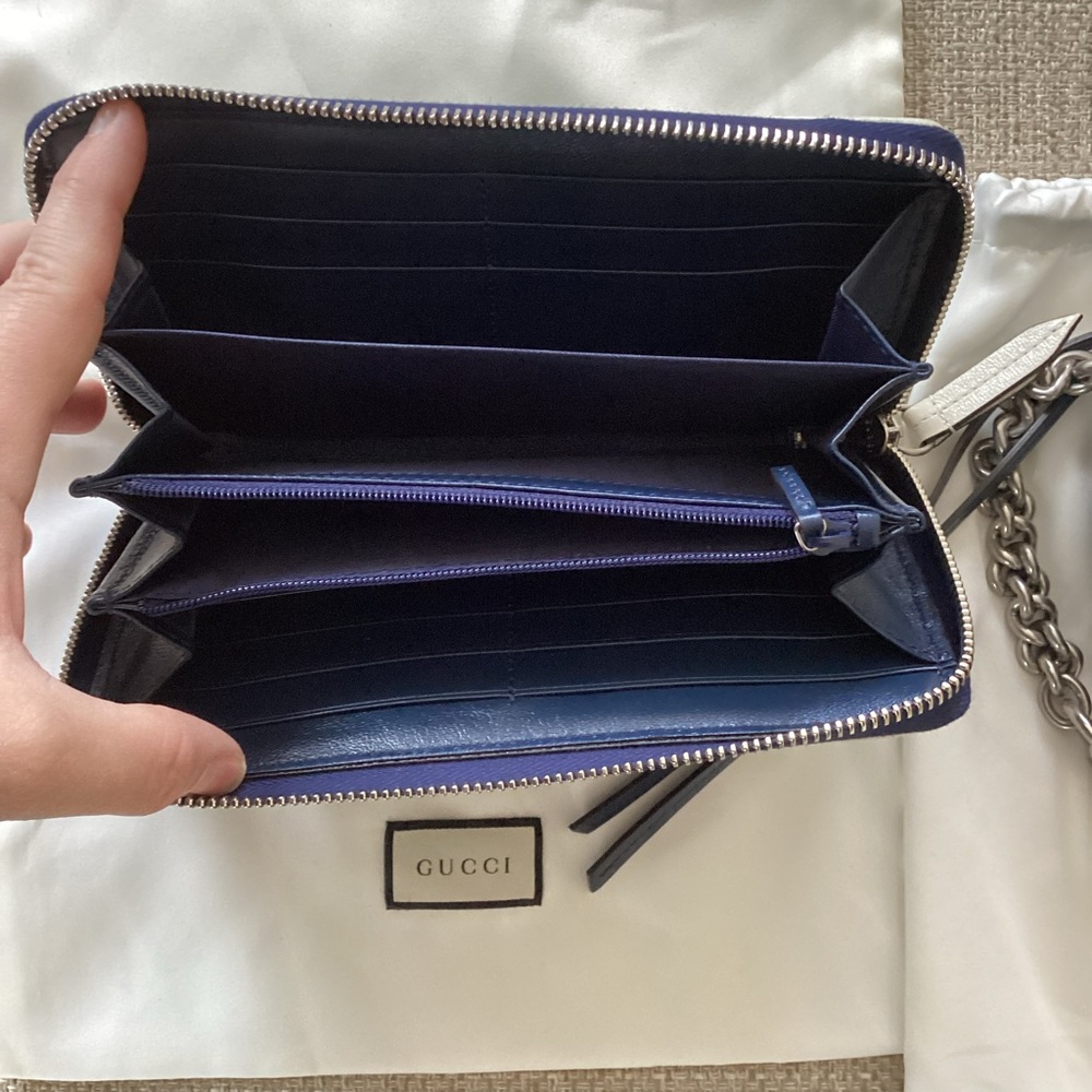 Gucci GG Marmont Camera Purse Navy leather Cross body bag and matching wallet - Picture 11 of 13